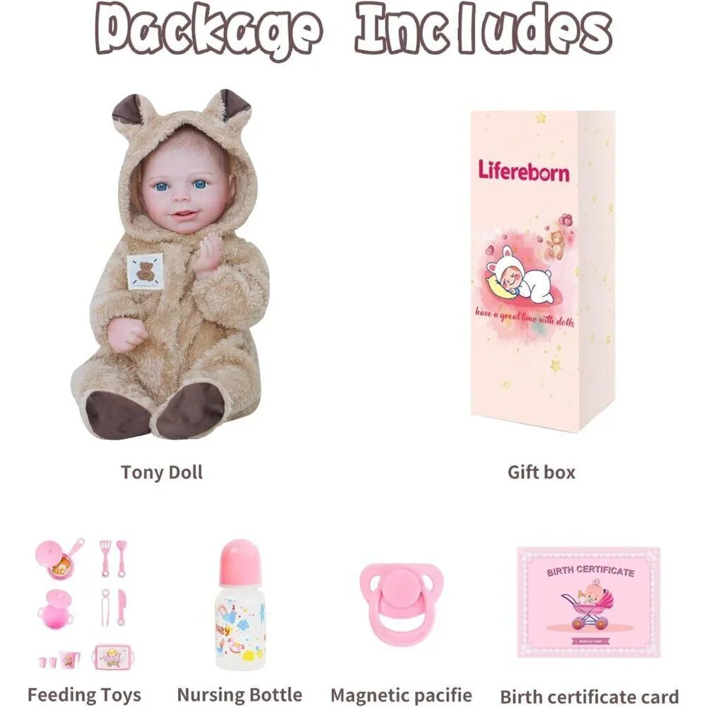 🆕18 Inch Soft Full Silicone Body Lifelike Newborn Smiling Baby Doll Girl